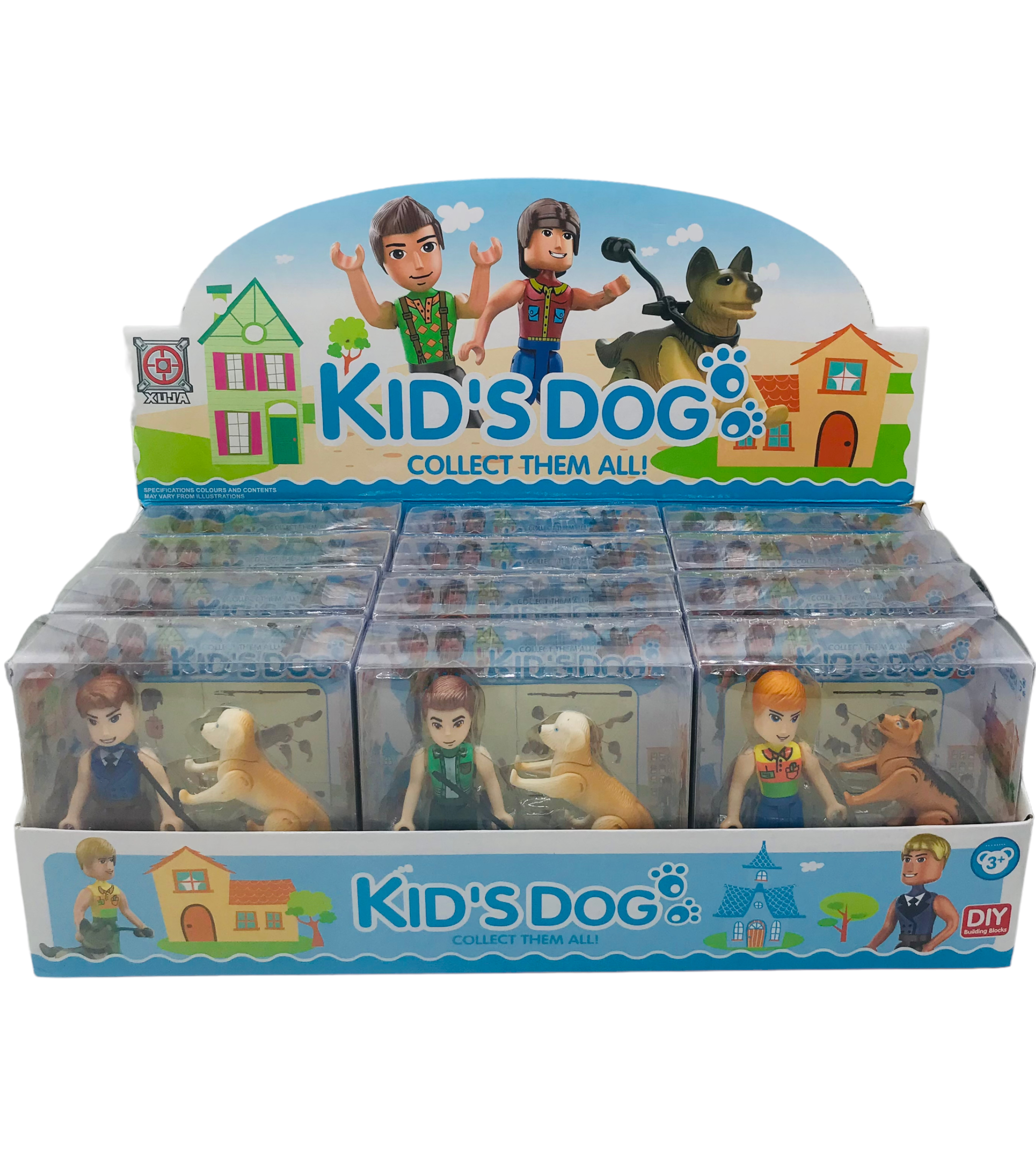 Muñeco con Mascota en Caja Exhibidora x12
