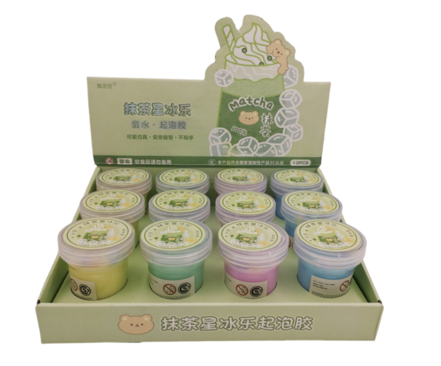 Milky slime matcha x12 en caja exhibidora