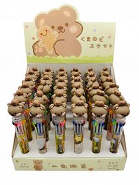 Lapicera Oso 10 colores en Caja Exhibidora x36