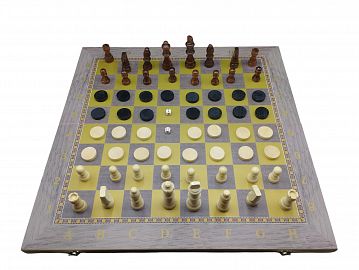 Ajedrez 3 en 1 de madera, Damas y Backgamon con piezas de Madera